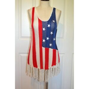 Cloud Chaser Crochet Flag Holiday Tank Top Women's M Stars Stripes 4th July Nice